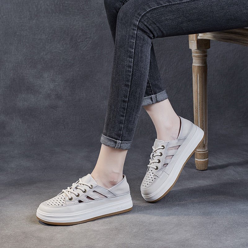 Sommer Dame Sport Style Hule Leather Casual Sko