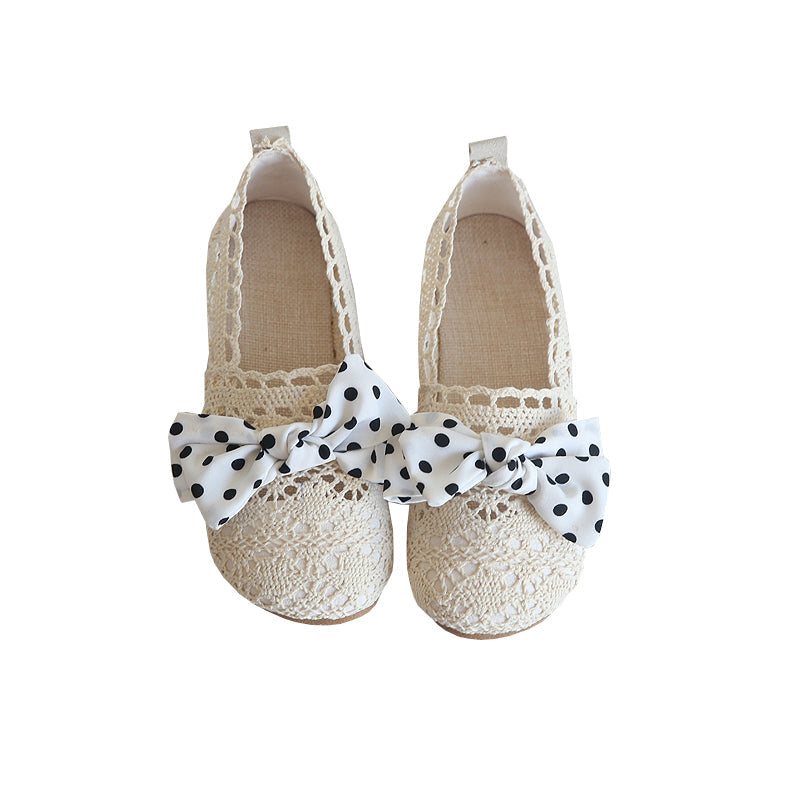 Sommer Kvinner Litteratur Retro Hollow Bowknot Casual Sko