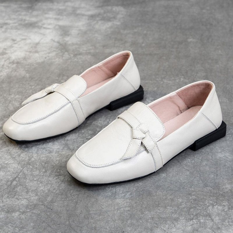 Square Toe Leather Slip-on Flats Fritidssko