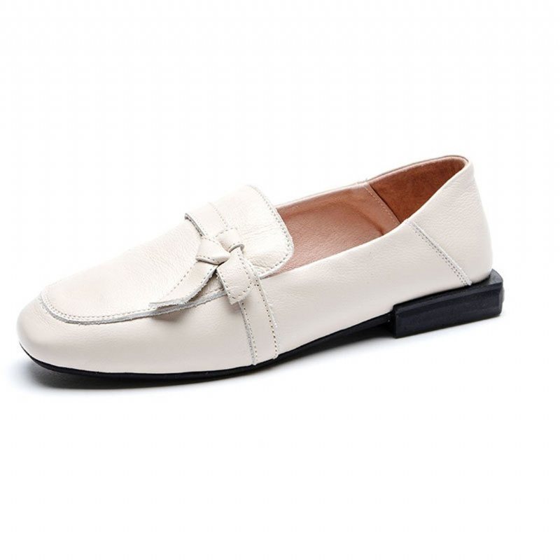 Square Toe Leather Slip-on Flats Fritidssko