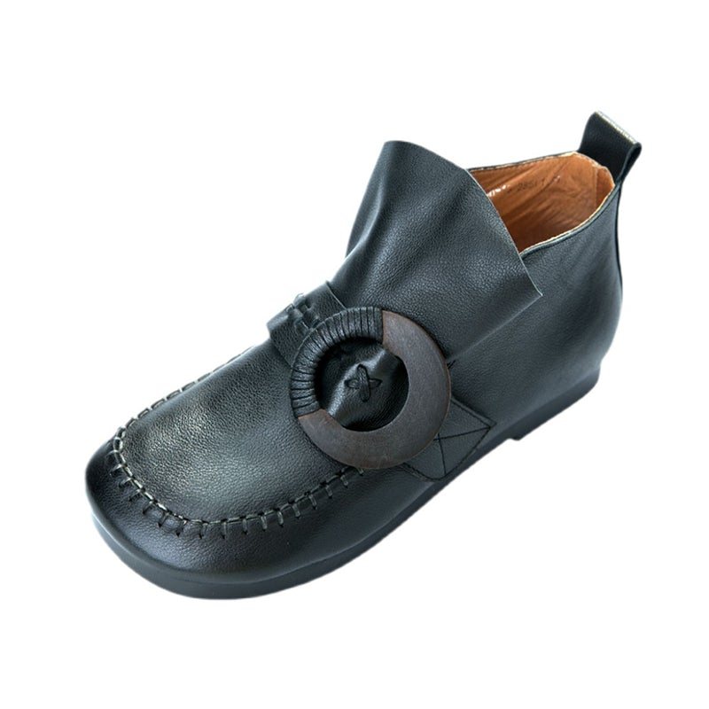 Vår Høst Retro Leather Flat Soft Casual Sko