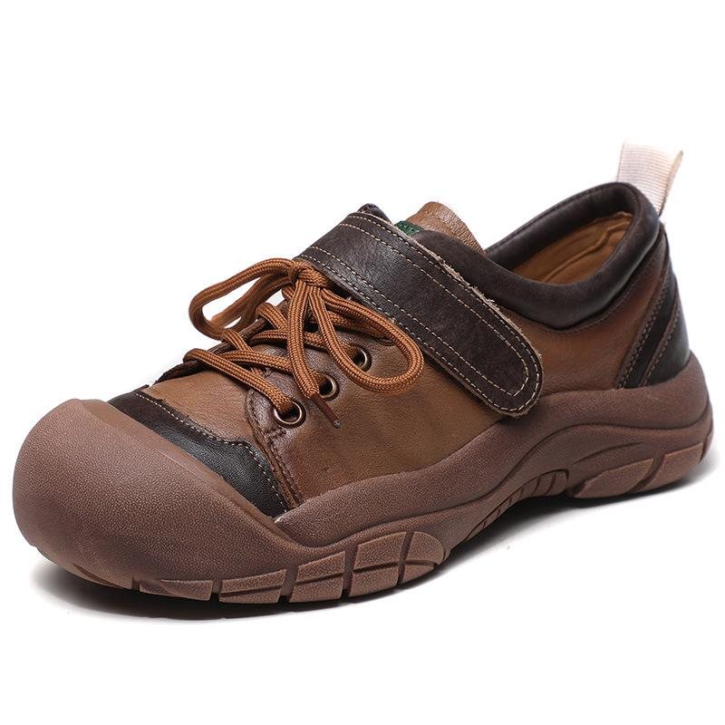 Vår Høst Retro Patchwork Leather Casual Sko