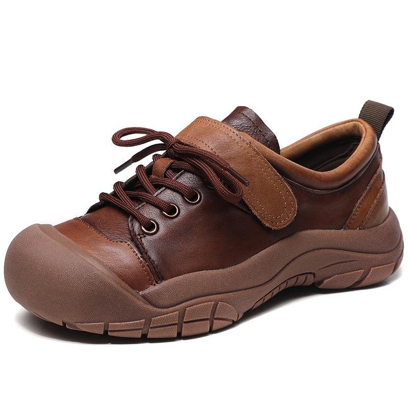 Vår Høst Retro Patchwork Leather Casual Sko