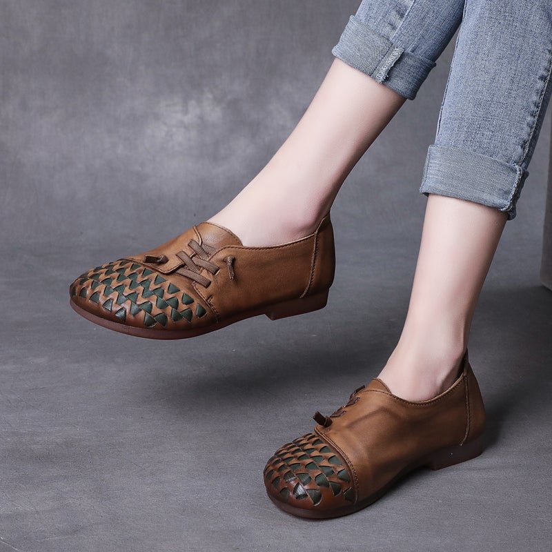 Vår Retro Håndlagde Leather Soft Sole Casual Sko