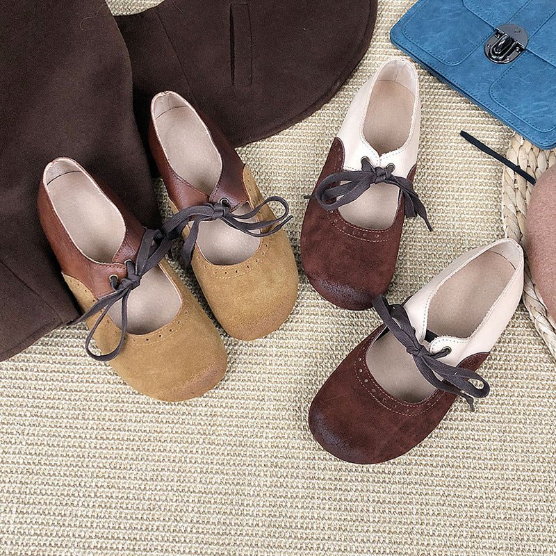 Vår Sommer Dame Retro Leather Casual Sko