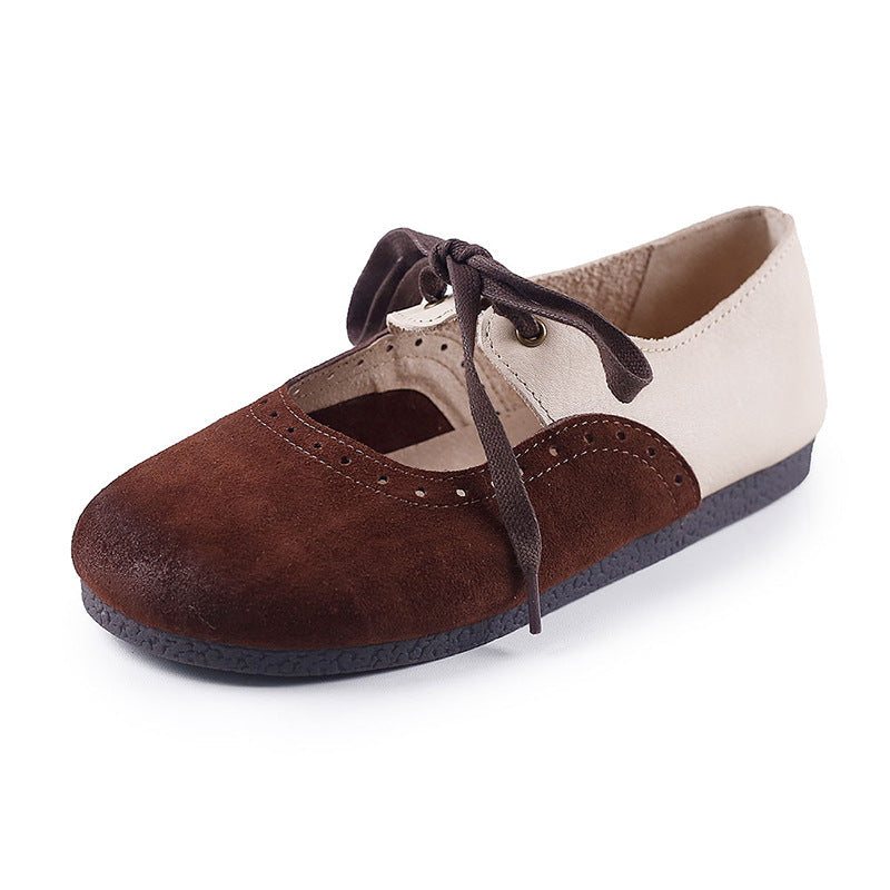 Vår Sommer Dame Retro Leather Casual Sko