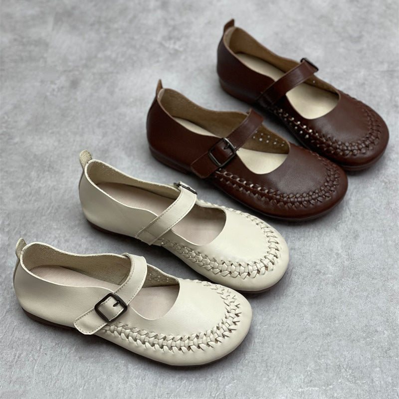 Vår Sommer Retro Borrelås Leather Casual Loafers