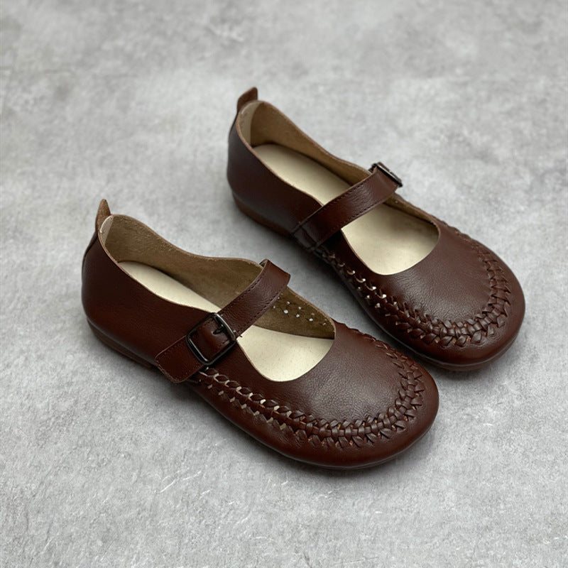 Vår Sommer Retro Borrelås Leather Casual Loafers