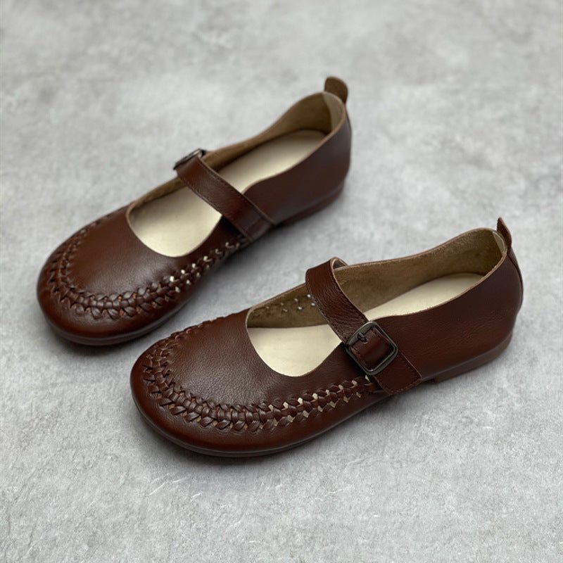 Vår Sommer Retro Borrelås Leather Casual Loafers
