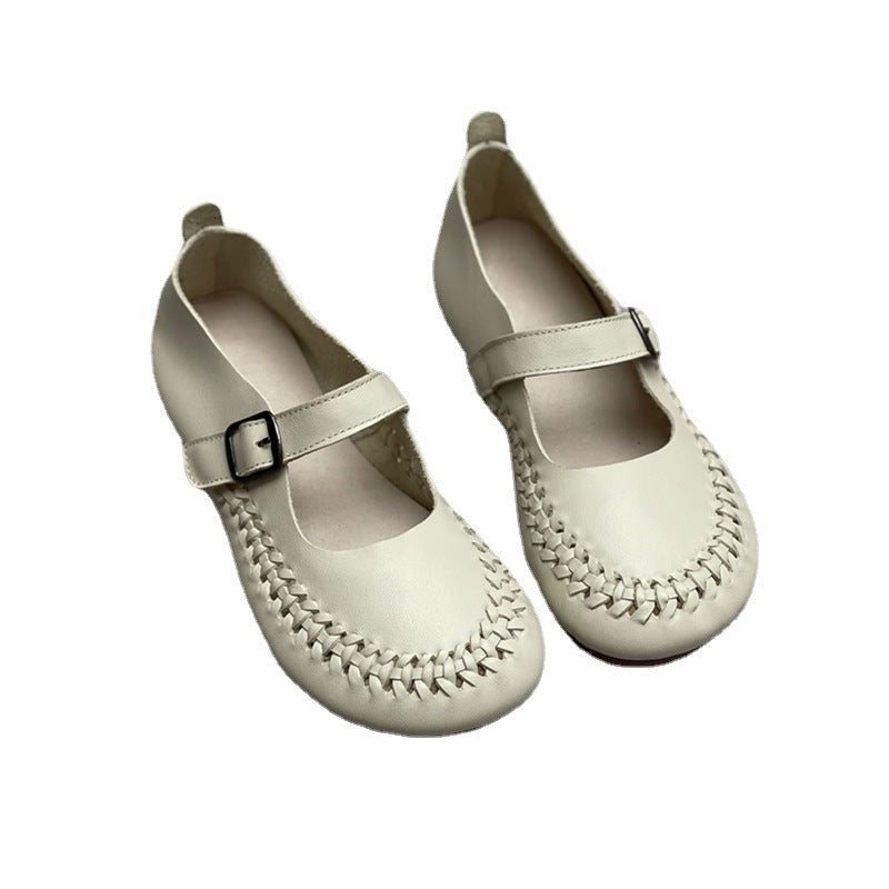 Vår Sommer Retro Borrelås Leather Casual Loafers