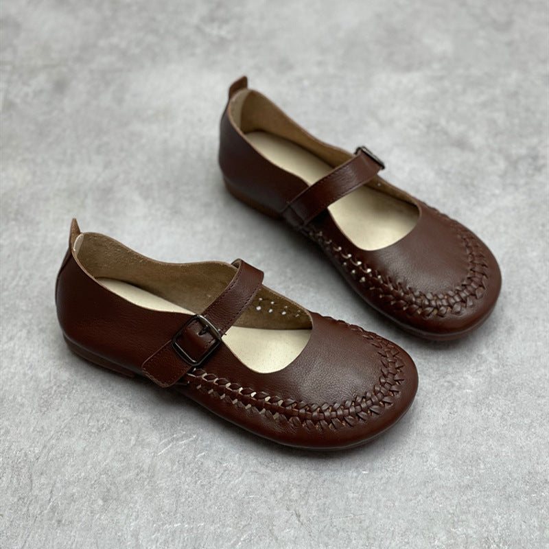 Vår Sommer Retro Borrelås Leather Casual Loafers
