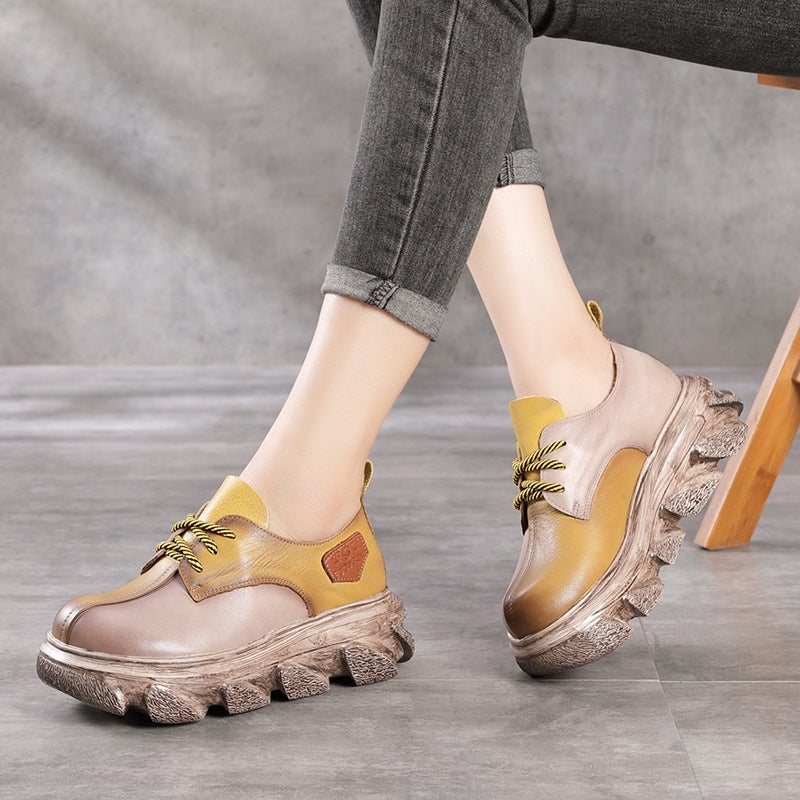 Vårfarge Matchende Leather Platform Casual Sko
