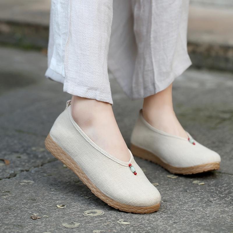 Vintage Flat Cotton Line Canvas Casual Sko