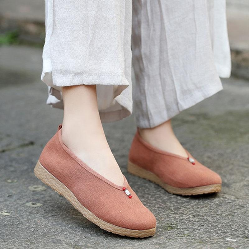 Vintage Flat Cotton Line Canvas Casual Sko