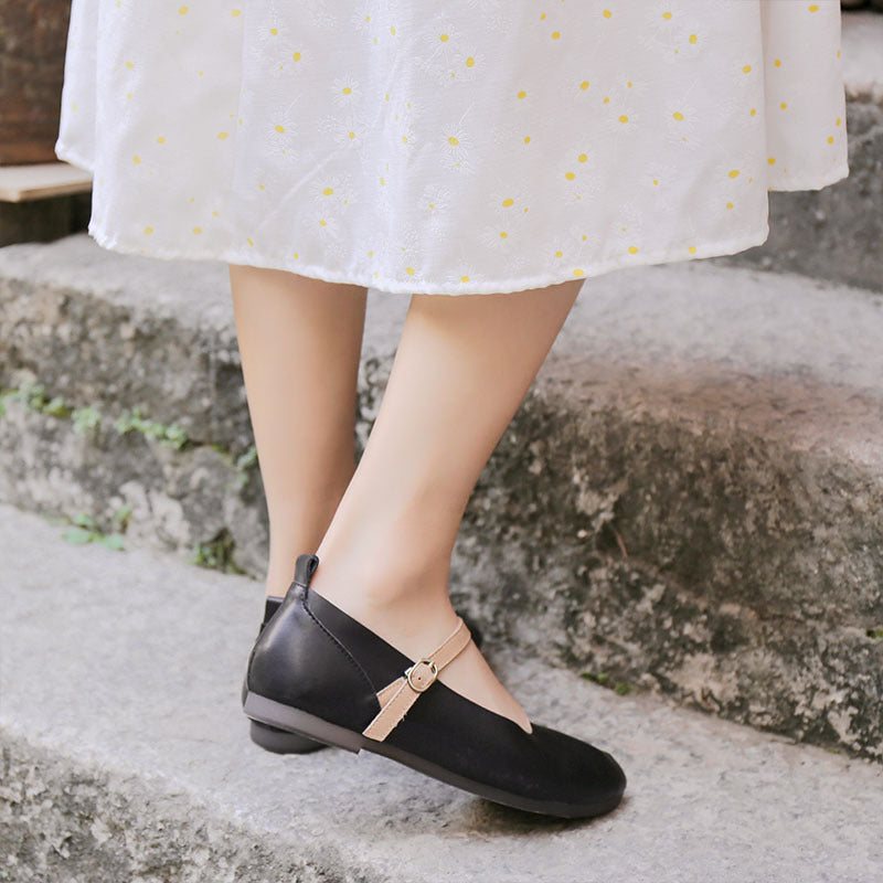 Vintage Skinn Kvinner Sommer Fritidssko