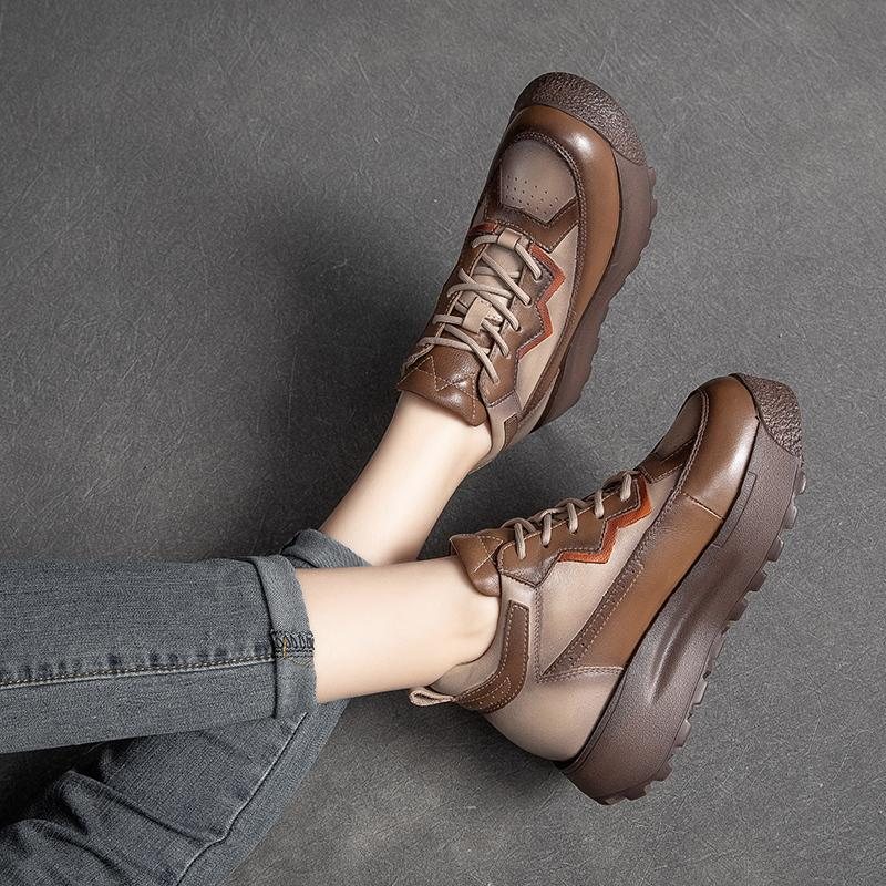 Vinter Vårfarge Matchende Retro Leather Casual Sko