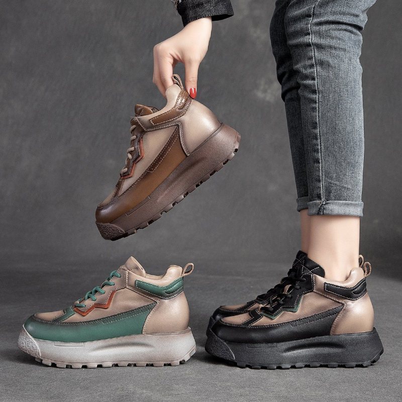Vinter Vårfarge Matchende Retro Leather Casual Sko