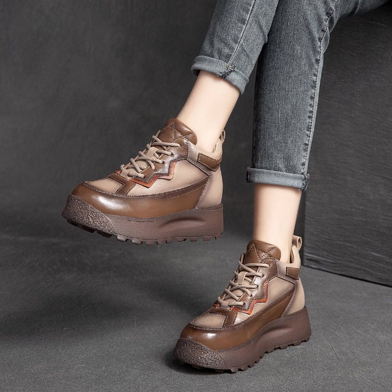 Vinter Vårfarge Matchende Retro Leather Casual Sko